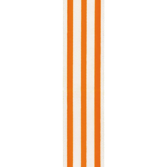 Orange striped ribbon by the yard orange and white ribbon | Etsy