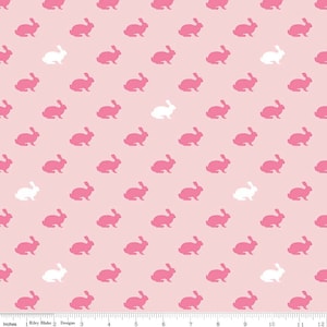 Wonderland Rabbit in pink Riley Blake fabric by the yard Easter bunny pink childrens apparel quilting sewing fabric for babies