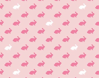 Wonderland Rabbit en rosa Riley Blake tela cortada a medida conejo de Pascua rosa ropa para niños acolchado tela de costura para bebés