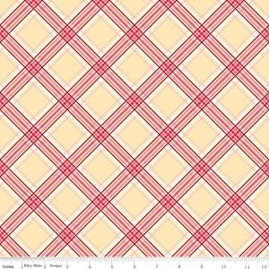 Riley Blake Notting Hill Plaid yellow, Yellow pink plaid fabric by the yard, large yellow plaid, printed plaid fabric, apparel or quilting