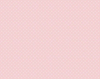 Riley Blake Swiss Dot i babyrosa, små rosa prickiga tyg som metervara, 100 % bomullstyg, ljusrosa prickigt tyg, rosa och vita prickar