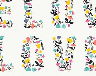 Art Gallery Love Blooms fabric, floral alphabet fabric by the yard, art gallery fabric by the yard, Capsules Letters fabric,valentine fabric
