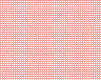 Riley Blake 1/8" Small Gingham Check Coral fabric by the yard, coral gingham fabric, coral check fabric, small gingham check, cotton fabric