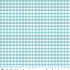 Riley Blake aqua 1/8 gingham check fabric by the yard, aqua check fabric, Easter fabric, baby fabric, small gingham fabric check by the yard