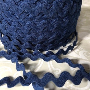 Navy Blue 1/2 inch rick rack by the yard, navy ric rac, half inch rick rack sewing trim, blue ric rac by the yard, dark blue rick rack