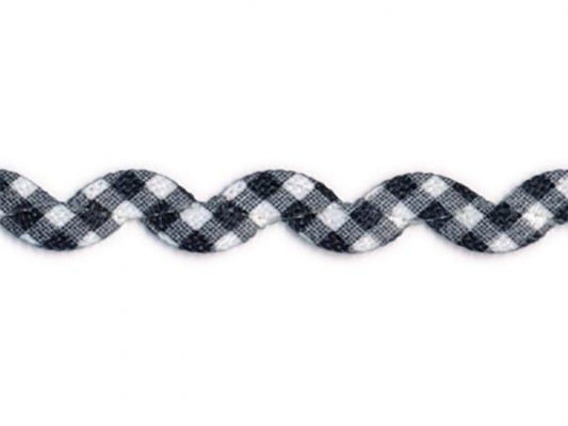 Half Inch Black and White Gingham Ric Rac by the Yard, Gingham Ric Rac ...