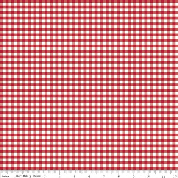 Riley Blake red gingham check fabric, small gingham by Riley blake, red gingham check fabric by the yard for sewing quilting apparel fabric