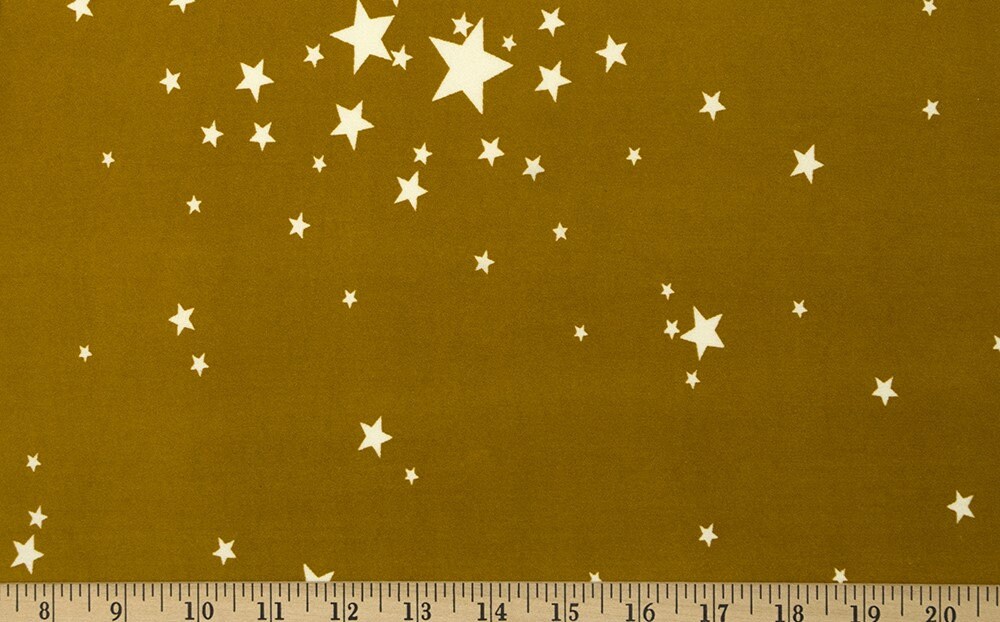 Textile Star Double Brushed Poly Stars on Mustard Knit Fabric REMNANT, Knit Fabric ...