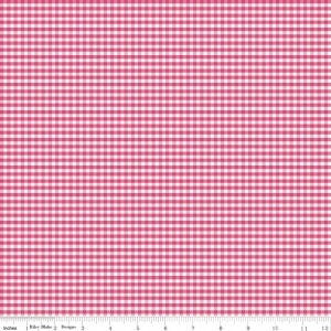 Riley Blake hot pink gingham fabric by the yard, 1/8 inch gingham check fabric, Riley Blake small gingham, pink gingham, fabric for girls