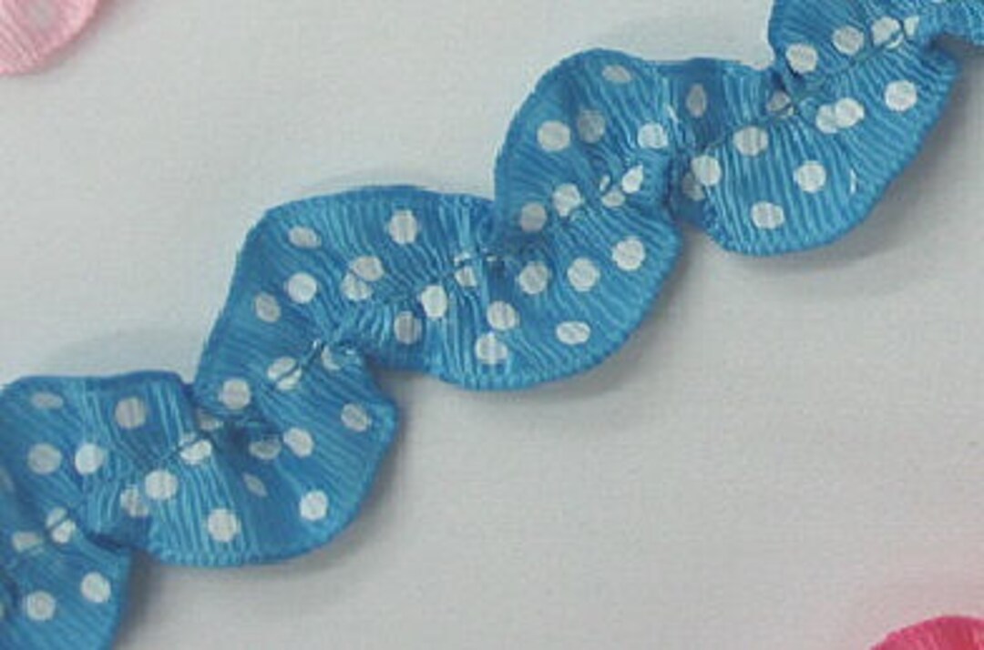 Turquiouse Ribbon Rick Rack by the Yard, Swiss Dot Rick Rack, Gathered Grosgrian Rick Rack