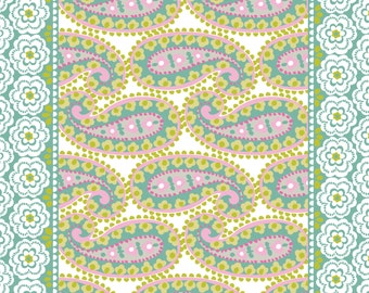 Paisleigh Teardrops Turquoise by blend fabrics border print