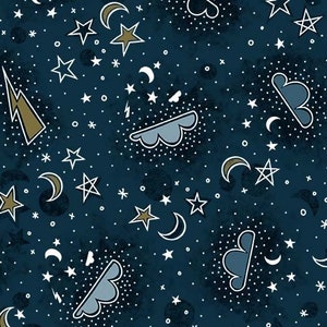 Michael Miller Night Sky, Light the Way glow in the dark fabric bulk stock, Celestial glow in the dark fabric, Light up my World Kollektion