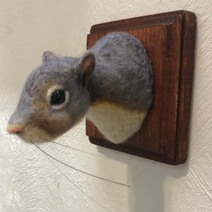 Squirrel Trophy Mount - 4x4” Needle Felt Sculpture