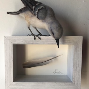 Mockingbird 4x6” Needle Felt Sculpture