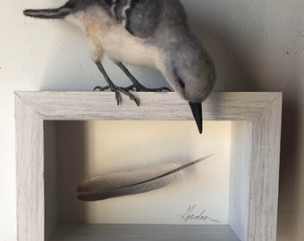 Rzeźba z filcu igłowego „Mockingbird” 4x6”