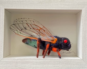 Cicada - 4x6” Needle Felt Sculpture