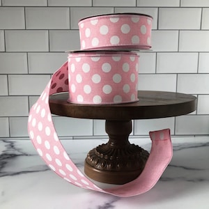 Polka dot pastel pink and white ribbon