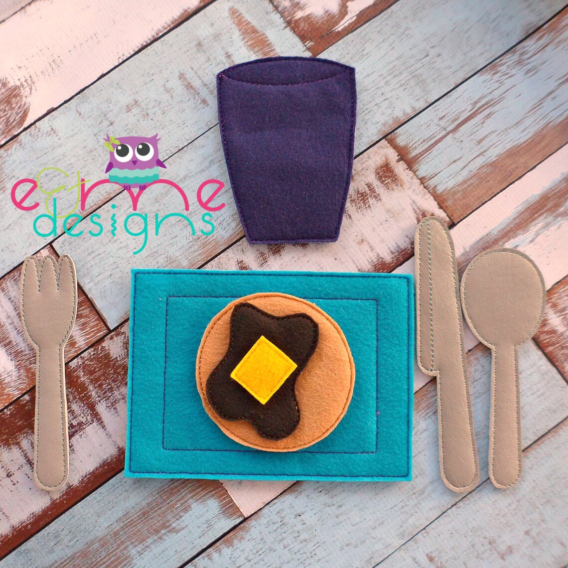 Place Setting Felt Food Set Embroidery Design Etsy