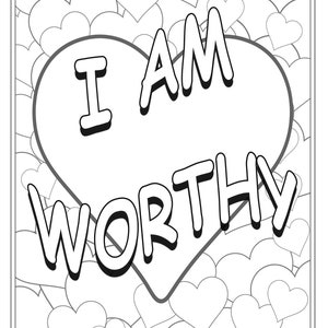 Mental Health Affirmation Coloring Pages. Positive Core Belief