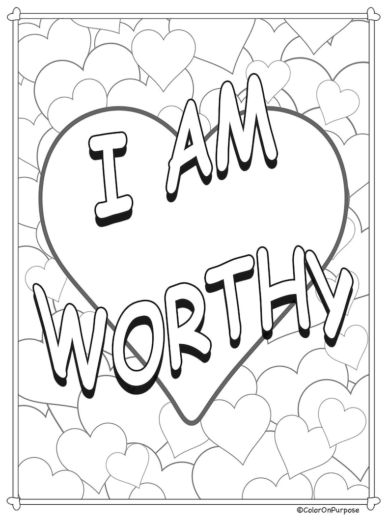 Mental Health Affirmation Coloring Pages. Positive Core Belief - Etsy