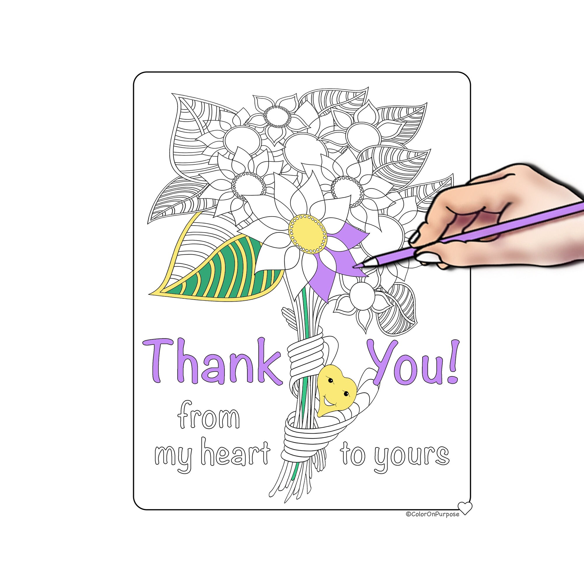 Thank You Coloring Page. Gratitude Coloring Page. Follow Your Heart