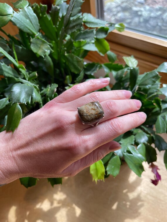 Natural Brown Jasper statement Ring, Handmade, 92… - image 1