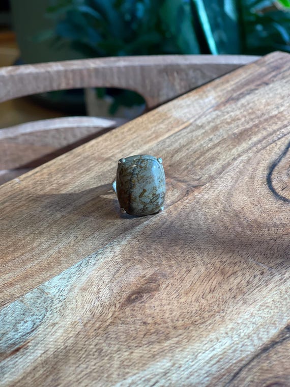 Natural Brown Jasper statement Ring, Handmade, 92… - image 3