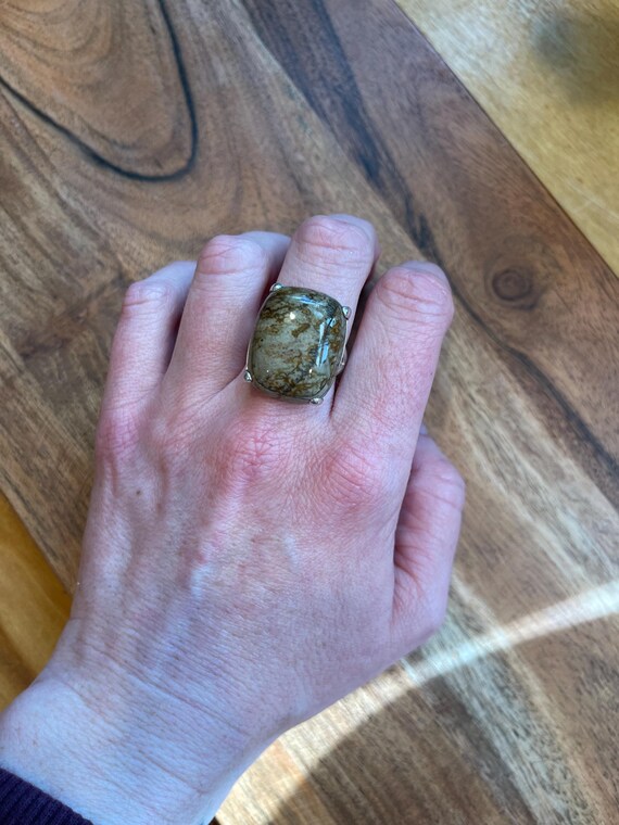 Natural Brown Jasper statement Ring, Handmade, 92… - image 5