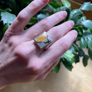 Shell natural sterling silver Ring, 925 Stamp, Size 8.5
