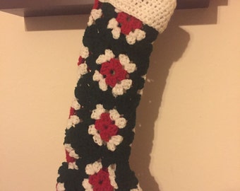 Granny square crochet Christmas stocking