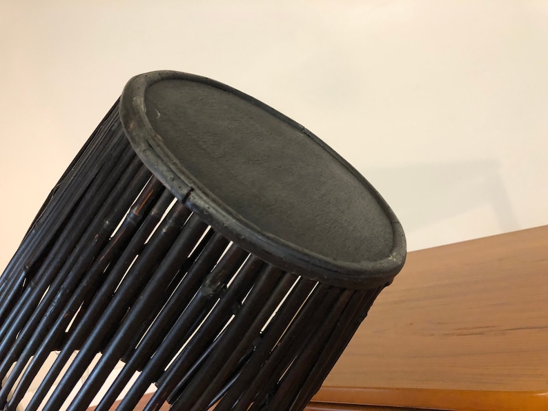 Vintage Asian Black Bamboo Basket image 10