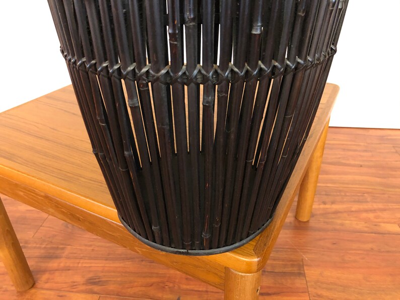 Vintage Asian Black Bamboo Basket image 9