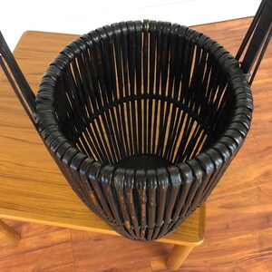 Vintage Asian Black Bamboo Basket image 6