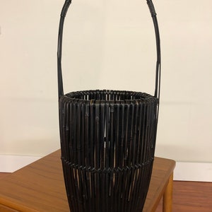 Vintage Asian Black Bamboo Basket image 4