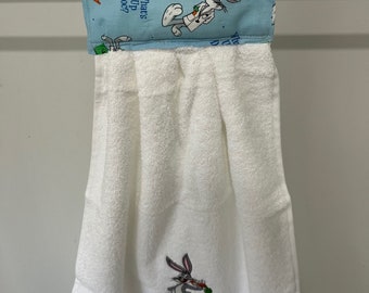 A Bugs Bunny Embroidered  Hanging Hand Towel - Design 86 -  Home, Office, Gym, Fathers Day