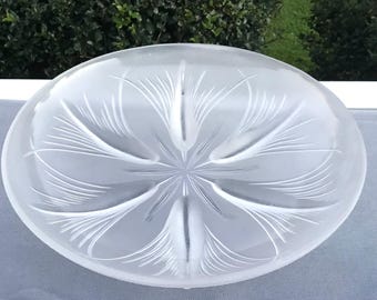 Verlys France wheat pattern bowl satin glass etched signature