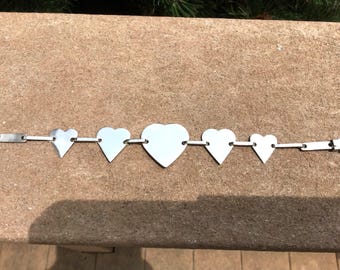 Sweetheart Jewelry Sterling Silver Heart Link Bracelet: WWII GI Gift, Handmade Clasp