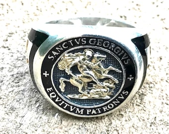 Knights of Templar Ring: St. George Gold Overlay - Size 8