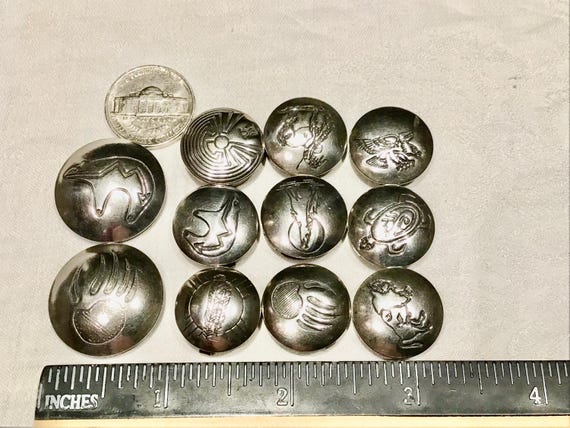 Vintage Sterling Silver Native American Button Co… - image 4