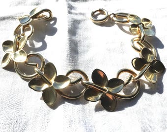 Heavy gold on sterling link bracelet signed Napier vintage 1950s