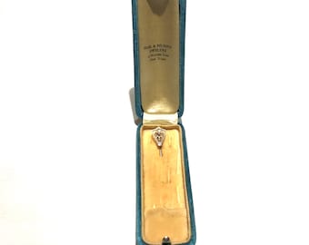 14k two tone natural Pearl stickpin original case circa 1910