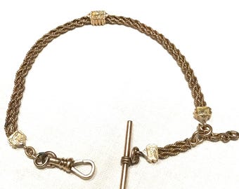Rose gold filled fob chain 10k tri color slide end pieces
