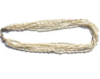 Sterling Silver 7-Strand Freshwater Pearl Choker, 17 Inch