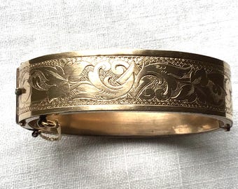 Victorian gold filled bangle 16 mm wide estate jewelry