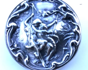 Period Art Nouveau sterling pin children on swing Foster & Bailey circa 1912