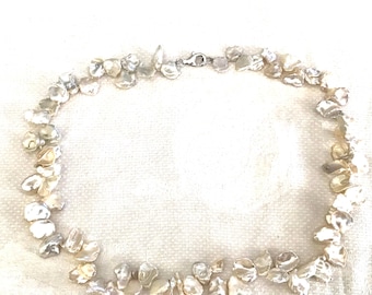 925 Pearl petals necklace asymmetrical pieces