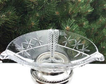 Cambridge glass sterling footed 3 part serving bowl Elegant Depression Glass