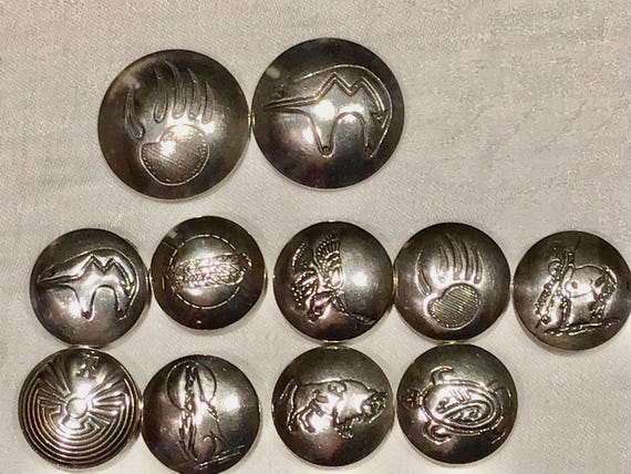 Vintage Sterling Silver Native American Button Co… - image 2