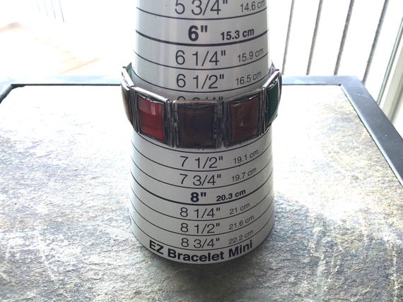 Sterling silver multi gemstone rectangular link b… - image 8