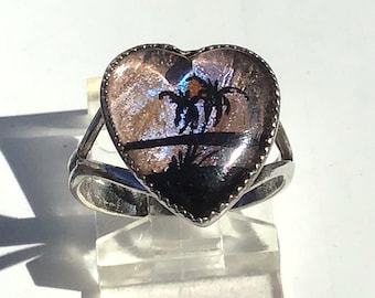 Butterfly wing ring signed Hoffman heart shaped size